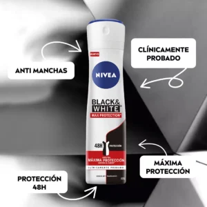 NIVEA DEO SPRAY BLACK&WHITE MAX PROTECT MUJER X 150 ML