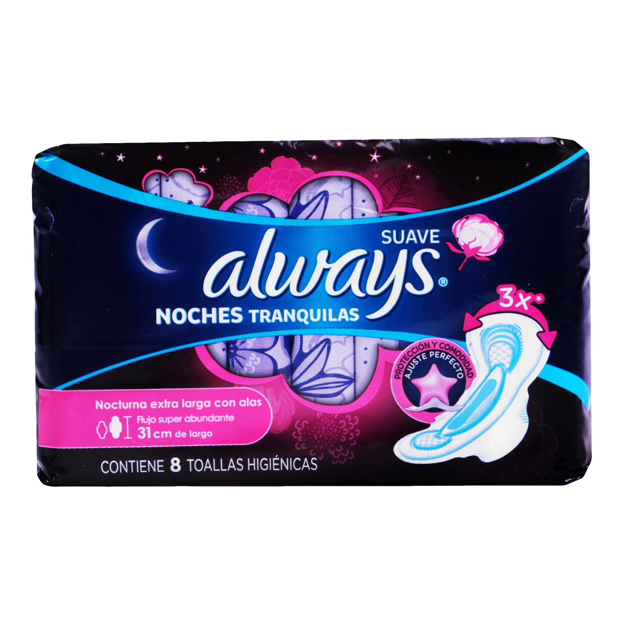 ALWAYS TOALLA NOCTURNA NORMAL LARGA C/A X 8 UDS